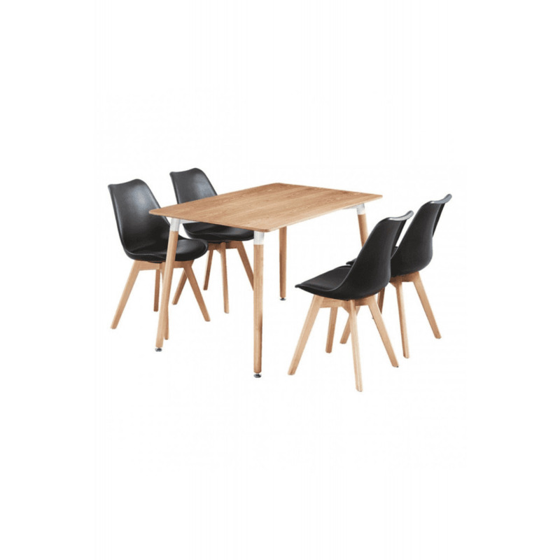 Jamie Halo Dining Table Set with 4 Chairs Colour Black, Table colour