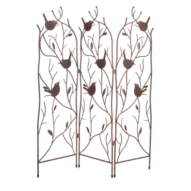 Bird Screen Rack Garden Stories Rustic Ornate Bird Folding Screen 91cm by QVC | uFurnish.com
