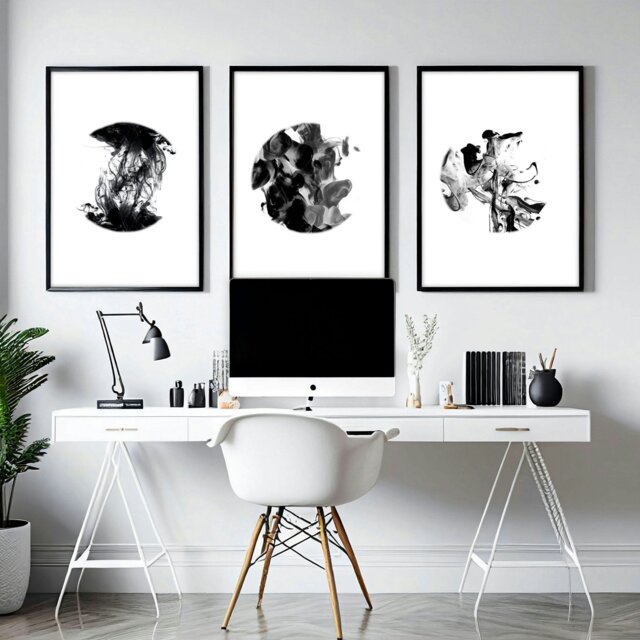 Rackhams Abstract wall art set of 3 - set of 3 framed wall art for ...
