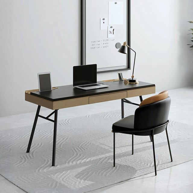 Rackhams Justine Office Desk With Storage Drawers, Solid Wood - 110 x ...