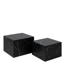 Rackhams Dice Square Coffee Table Set in Black Marble Effect - 1 ...