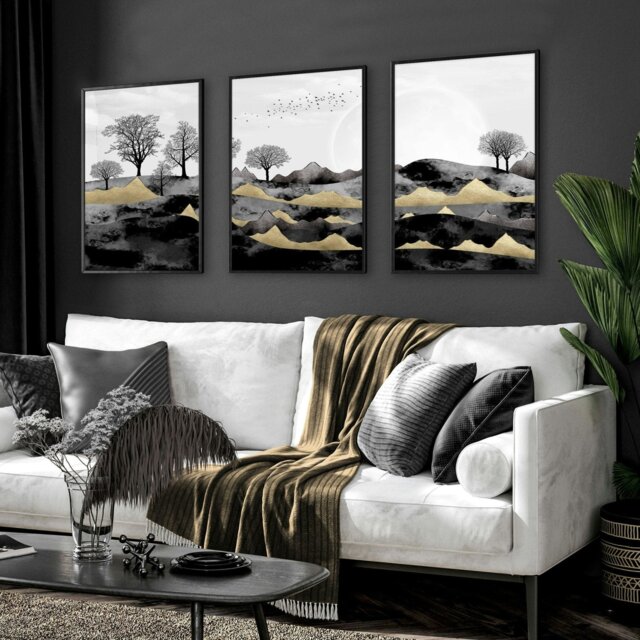 Rackhams Art for the living room - set of 3 wall art prints - A4 8.27 x ...
