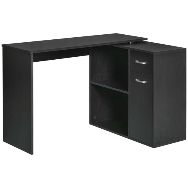 Rackhams Computer Desk 180° Rotating Dining Table W/ Storage Shelf ...