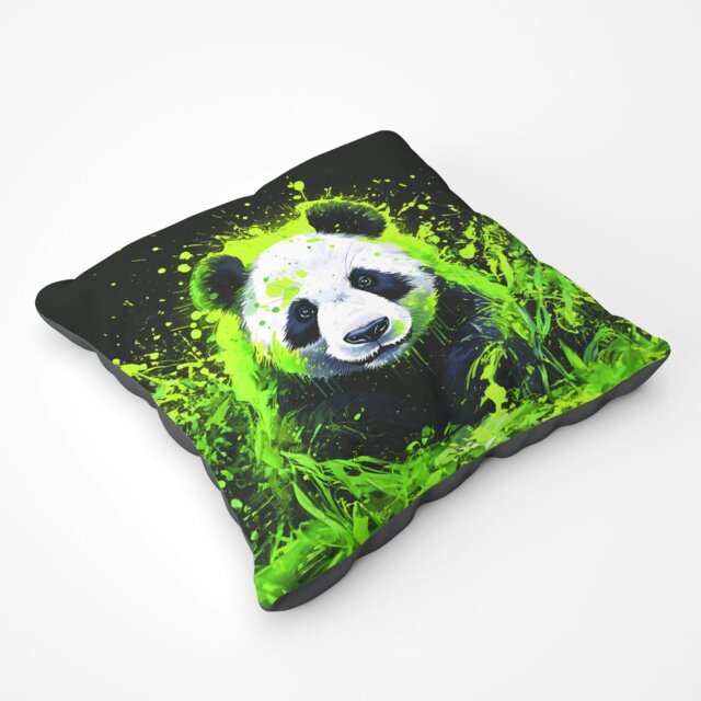 Cuscino Decorativo Con Stampa Panda 50x50 Cm - Morbido In Poliestere Con Imbottitura Inclusa, Federa E Interno