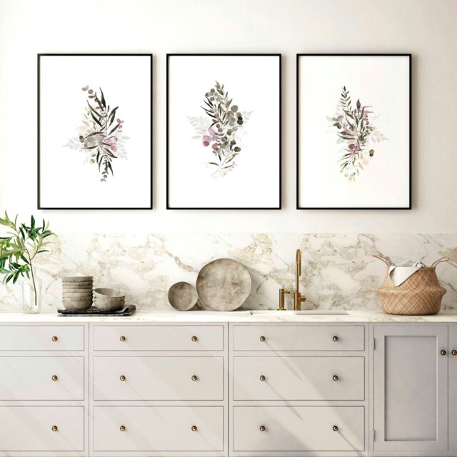 boho kitchen wall decor, kitchen gallery wall art set... Rackhams Artwork for kitchens - set of 3 Boho Chic wall art prints ...