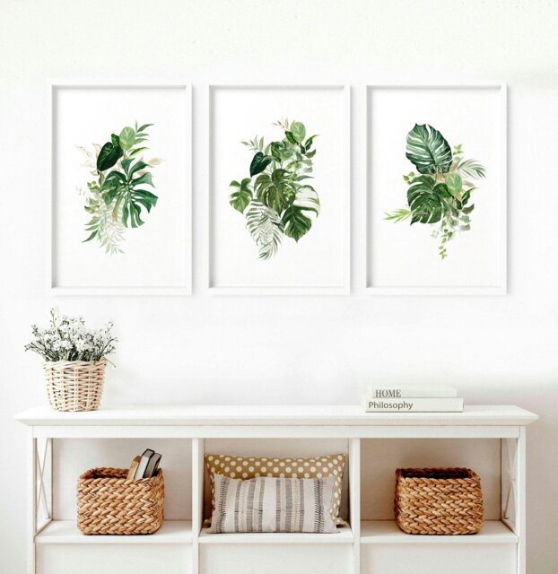 Rackhams Large prints for living room - set of 3 Tropical wall art ...
