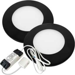 Loops 4x MATT BLACK Ultra-Slim Round Under Cabinet Kitchen Light ...