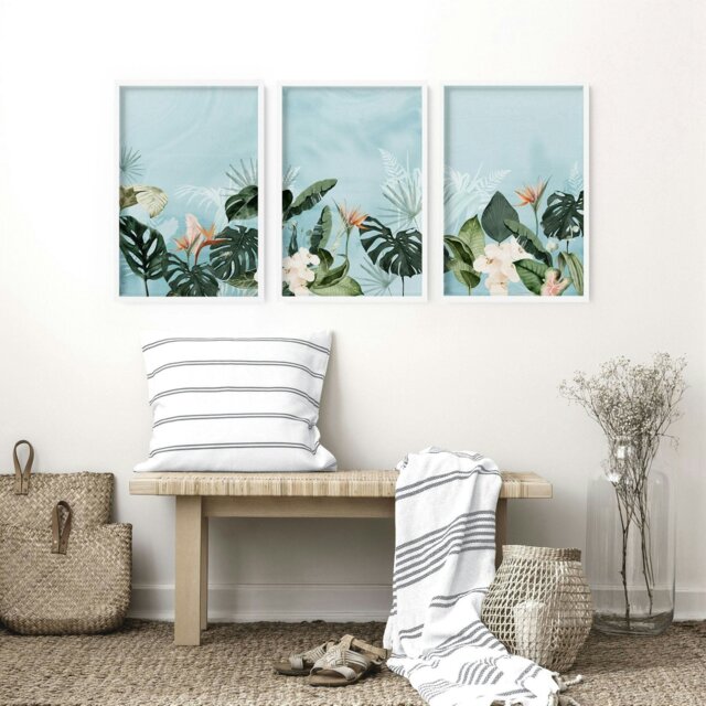 Rackhams Green wall art for living room - Set of 3 wall art prints ...