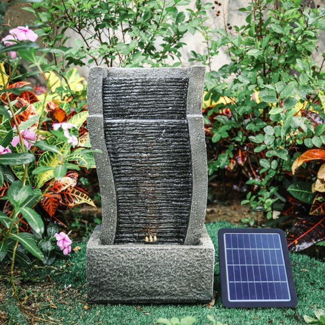 Rackhams 50CM H Slate Effect Modern Waterfall Ornament Garden Water ...