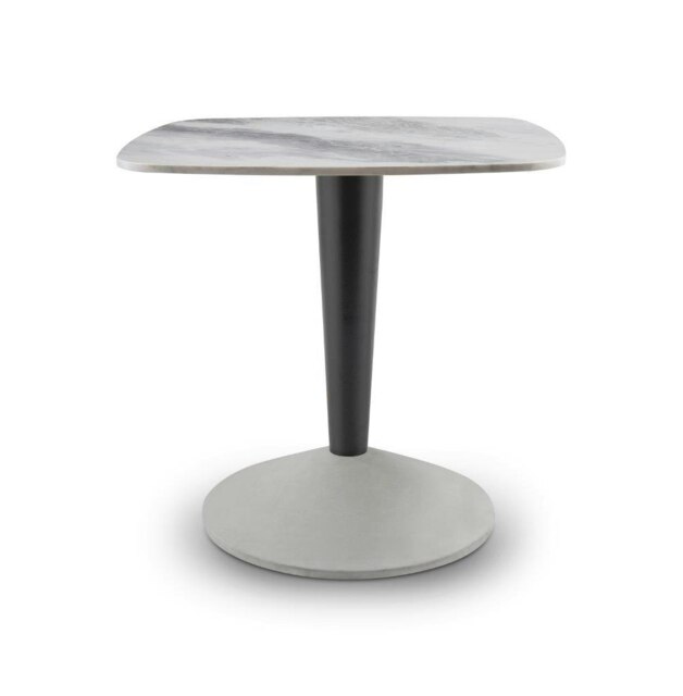Rackhams Iona Small Square Dining Tables - Concrete - Black Matt Powder ...