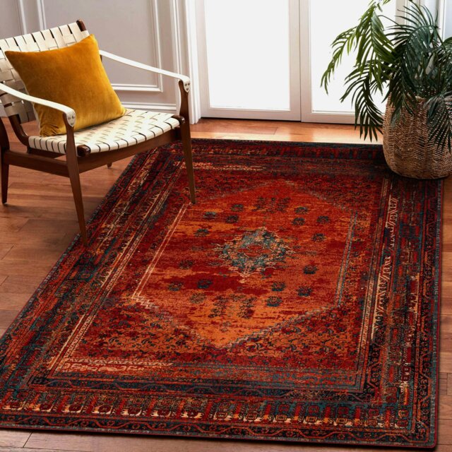 Rackhams Wool Omega Rug in Red - 100cm x 150cm | uFurnish.com