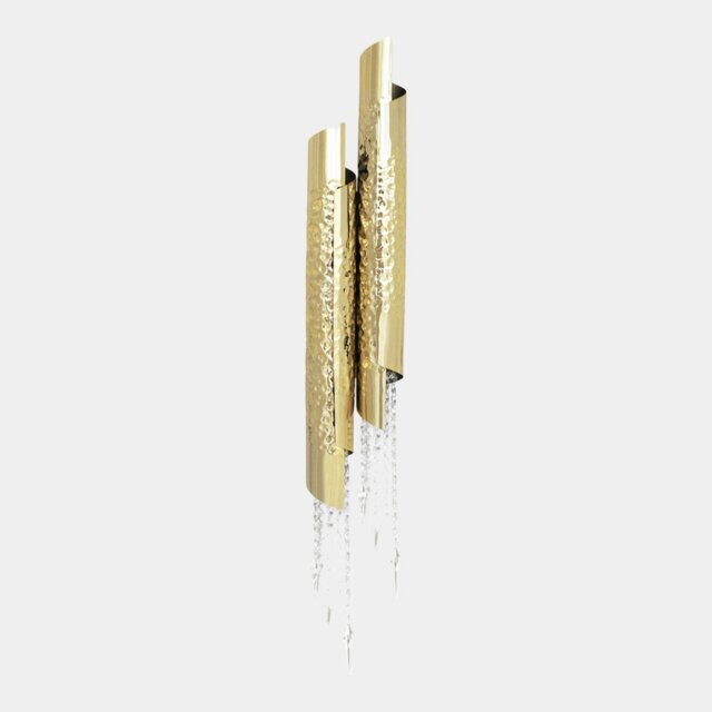 Rackhams Penthouse Asfour Crystal Hammered Brass Wall Light by Rackhams ... - Brass Fixtures For Minimalist Penthouses