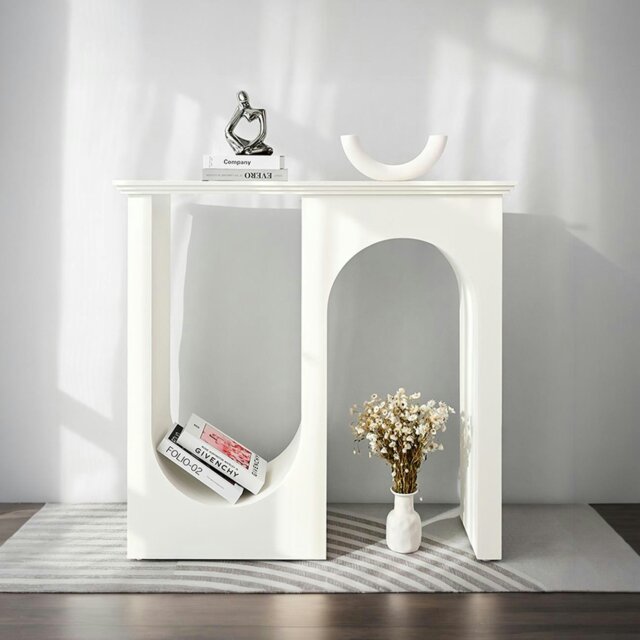 Rackhams Hadza U Shape Console Table, Black - White by Rackhams ...