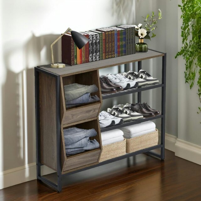 Durnish Rack Rackhams 3 Tier Shoe Rack With Open Shelves | uFurnish.com