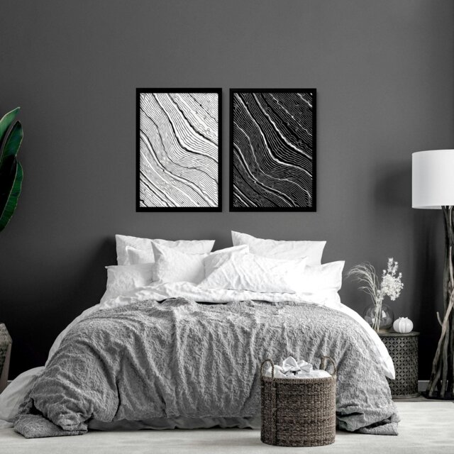 Rackhams Line art for bedroom - set of 2 Black and White wall art ...