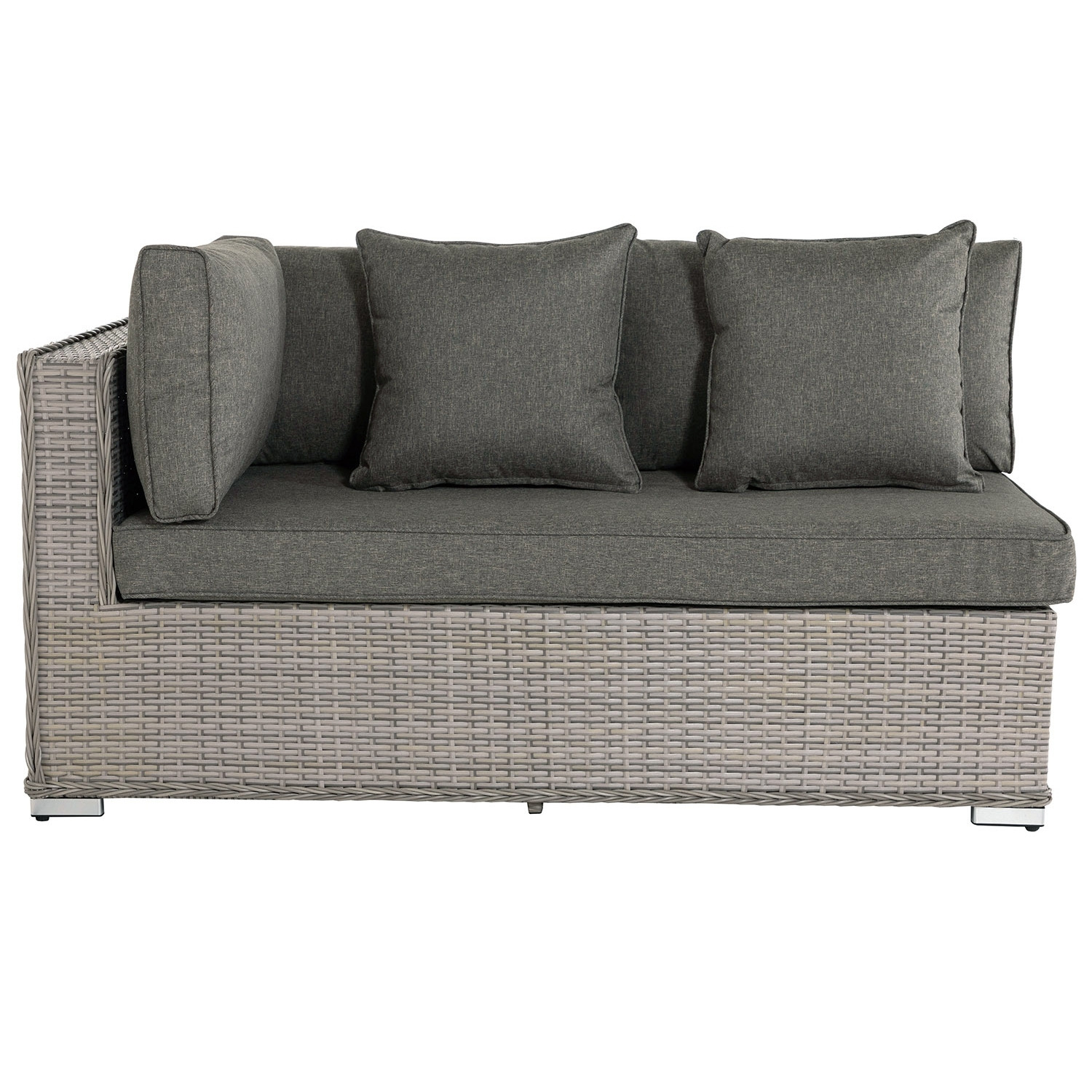 Rattan Garden Day Bed Sofa Right As You Sit in Grey Monaco Rattan