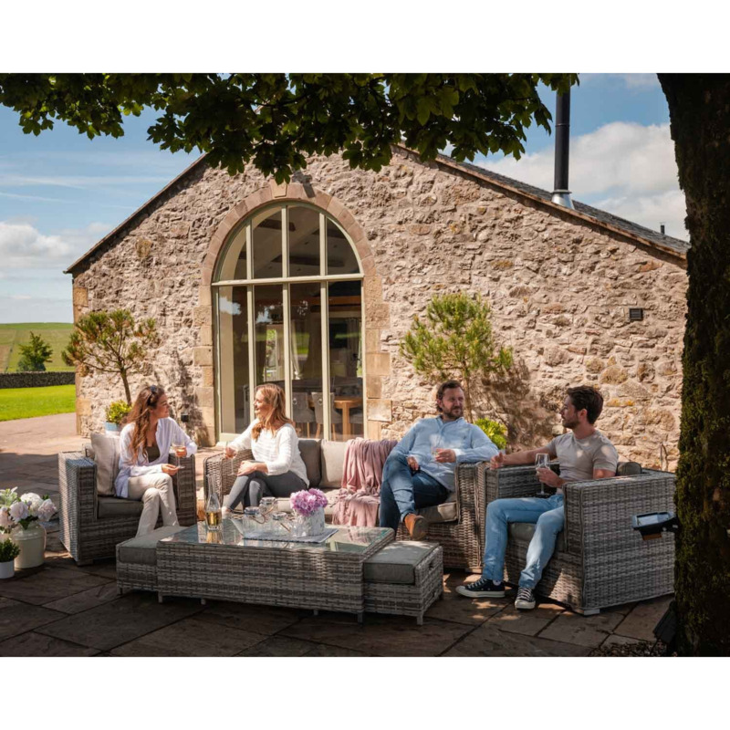 3 Seater Rattan Garden Sofa & Armchair Set in Grey Ascot Rattan Direct by Rattan Direct