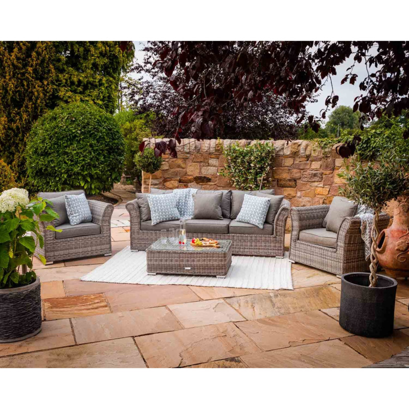 3 Seater Rattan Garden Sofa & Armchair Set in Grey Lisbon Rattan Direct by Rattan Direct