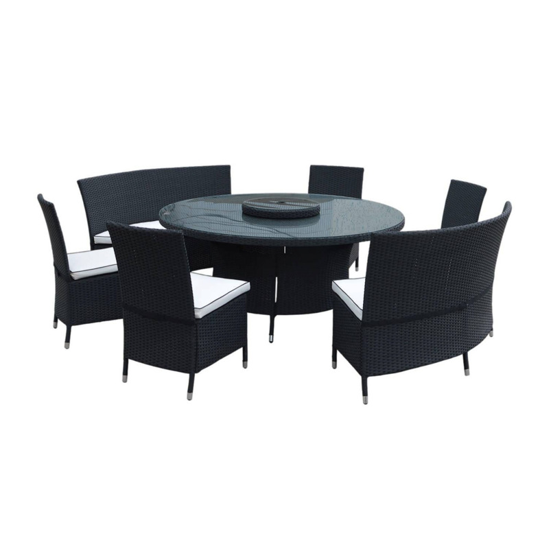 Oxford Rattan Garden Dining Set in Black & White Rattan Direct by Rattan Direct
