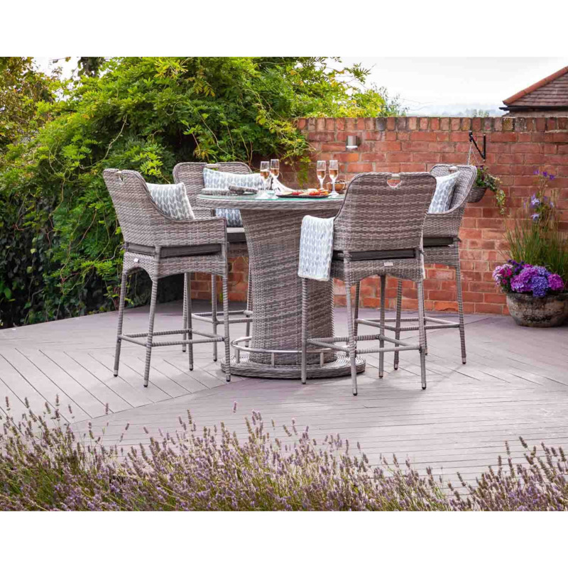 Rattan Garden Bar Set with 4 Stools in Grey Porto Rattan Direct by