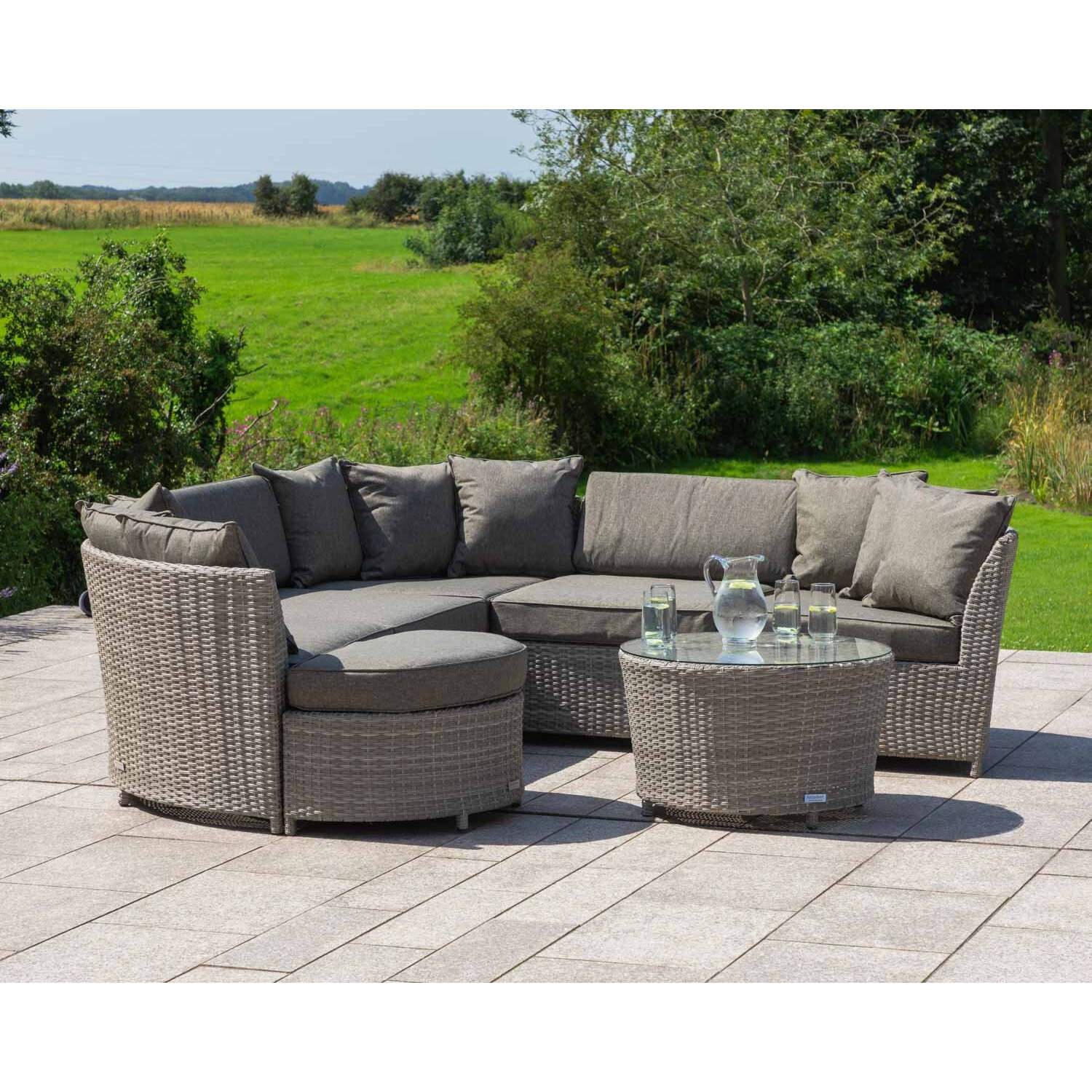 Rattan Garden Corner Sofa Set in Grey Valencia Rattan Direct by