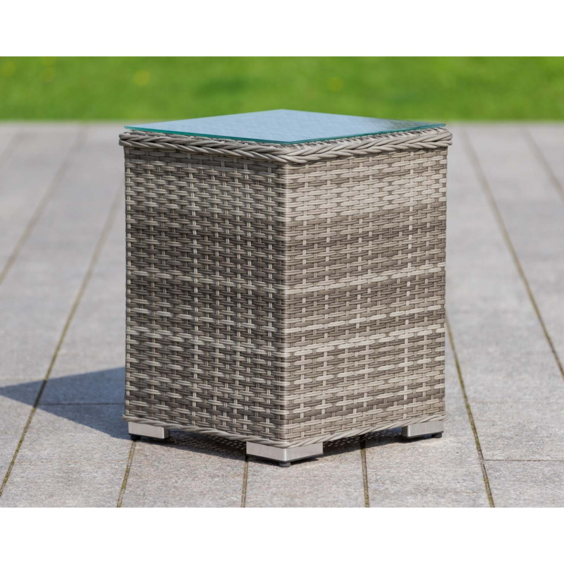 Tall Square Rattan Garden Side Table in Grey Rattan Direct by Rattan
