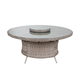 Large Round Rattan Garden Dining Table with Lazy Susan in Grey - Rattan Direct