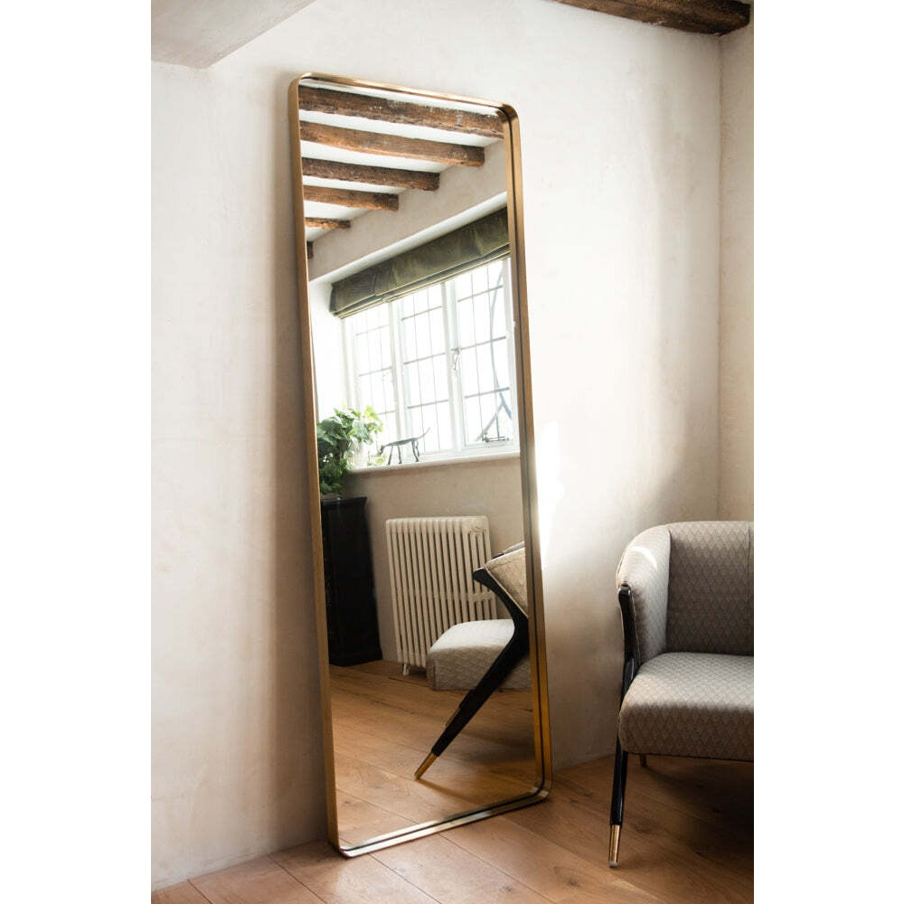 Giant Slim FullLength Mirror With Rounded Gold Surround by Rockett St