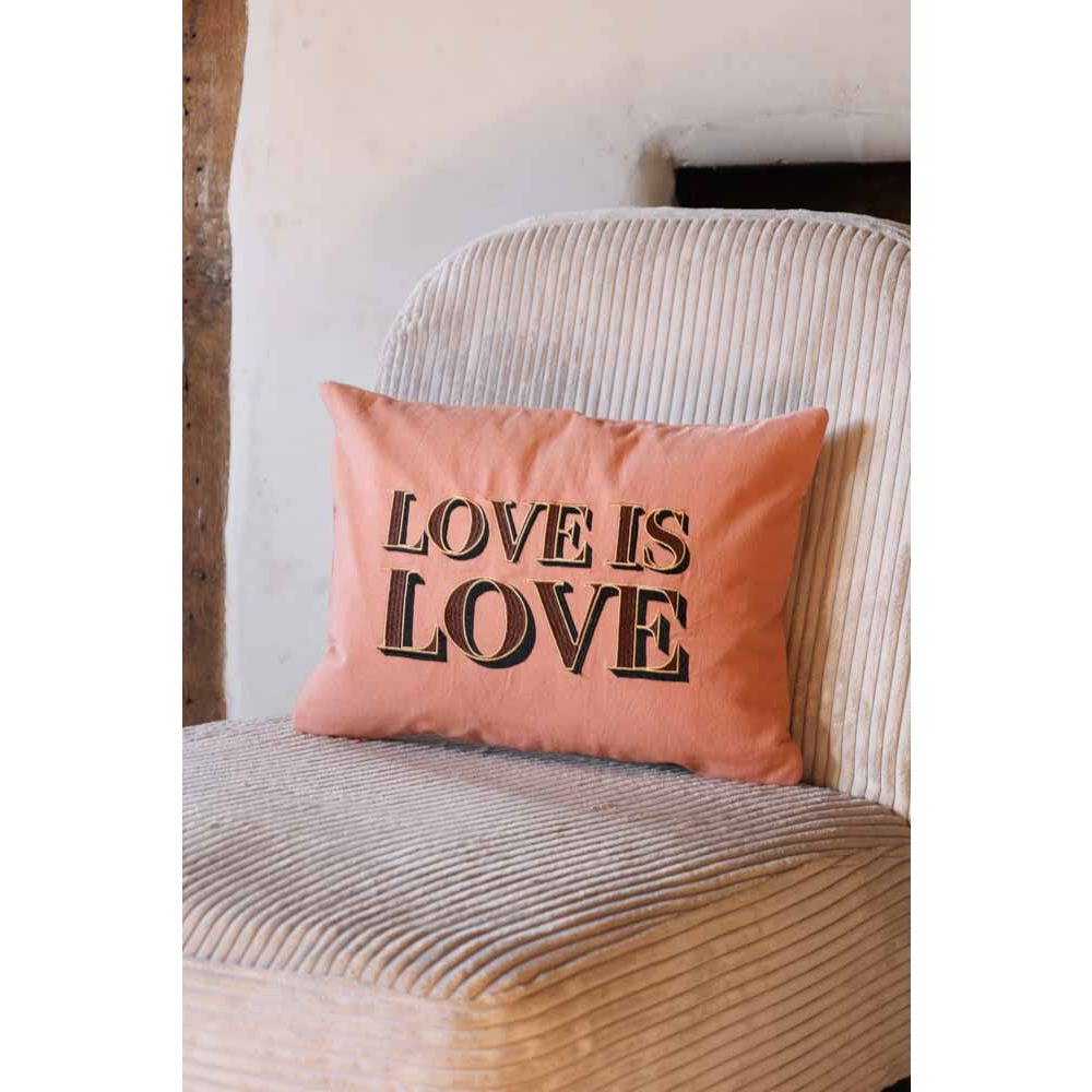 TAKAHIRO HAVANA LOVE クッション Love Is Love Embroidered Blush Pink Cushion Cover by Rockett St