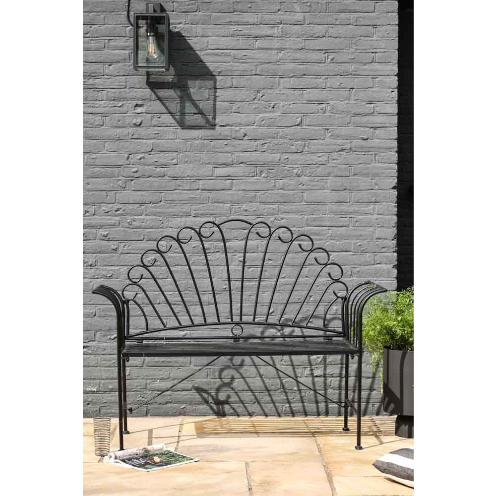 Black Metal Garden Bench by Rockett St George | ufurnish.com