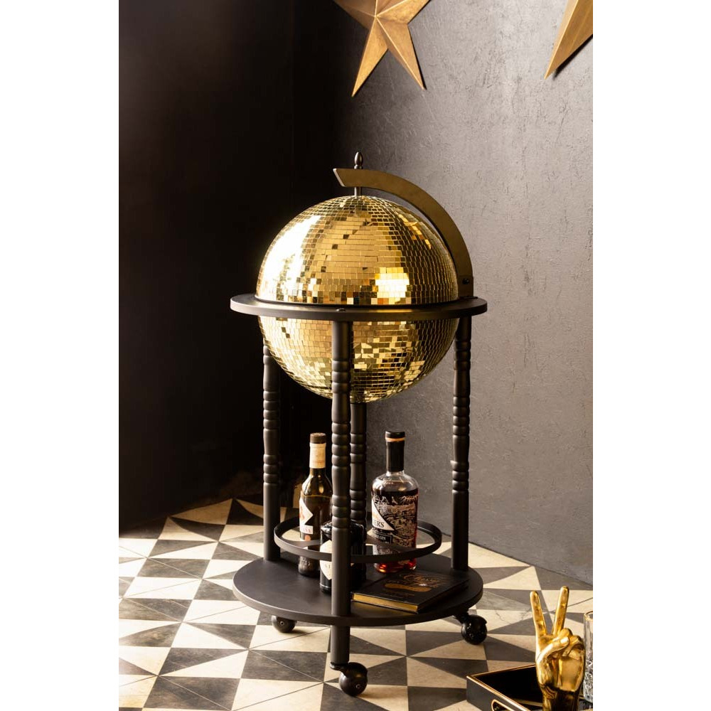 Black & Gold Disco Ball Drinks Trolley Cart by Rockett St