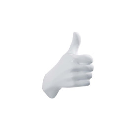 Thumbs Up Hand Wall Art & Coat Hook - White