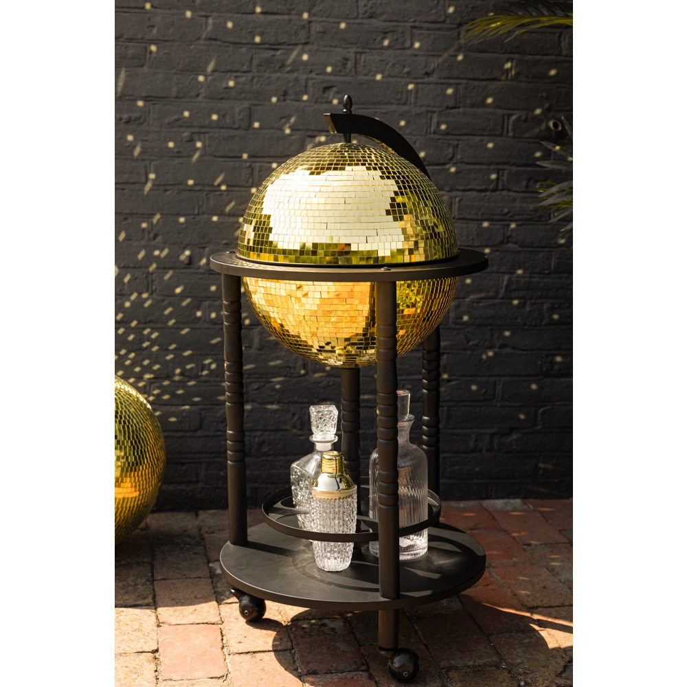 Black & Gold Disco Ball Drinks Trolley Cart by Rockett St