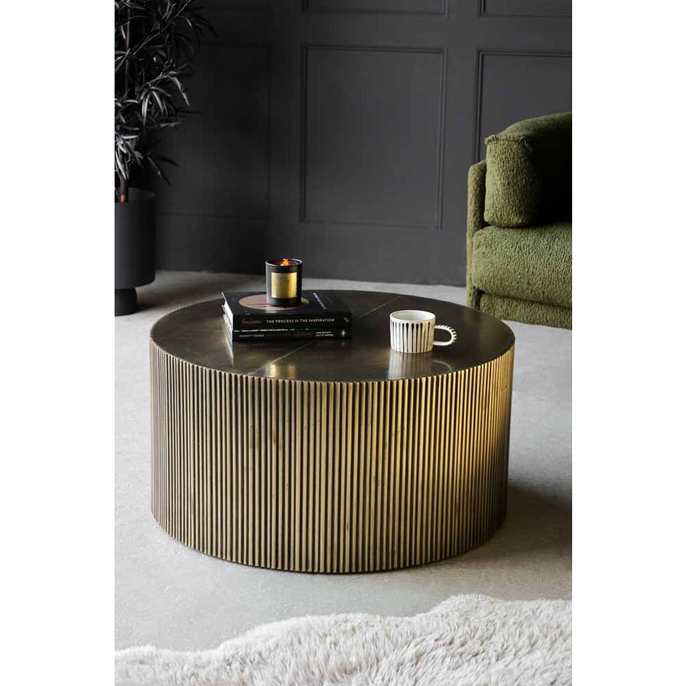 Antique Brass Round Coffee Table by Rockett St George | ufurnish.com