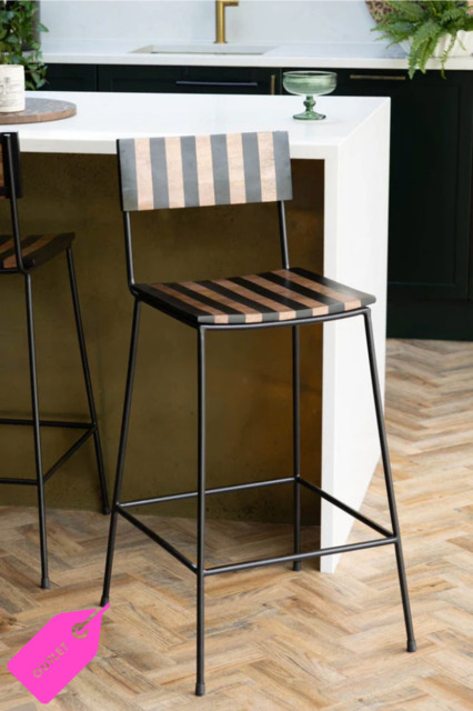 Black Stripe Wooden Bar Stool - SAMPLE by Rockett St George | uFurnish.com