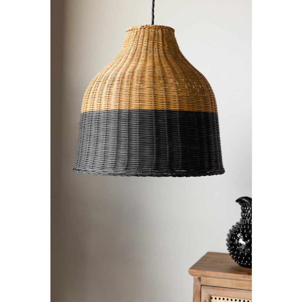 Natural & Black Rattan Ceiling Light Shade by Rockett St
