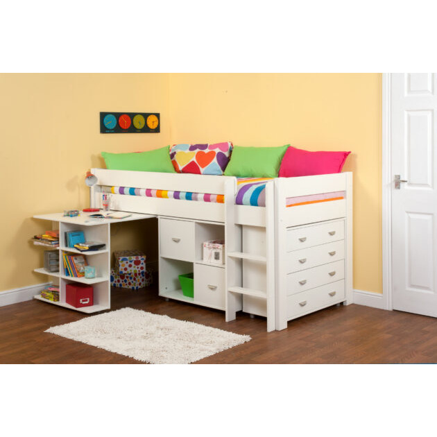 Stompa Uno 3a Midsleeper Cabin Bed with Desk, Chest & Storage Unit by