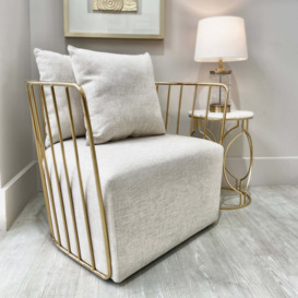 Arlie Gold and Cream Woven Occasional Chair