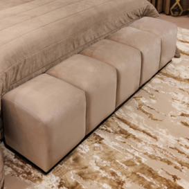 Praline Luxury Velvet Upholstered Bench, Double