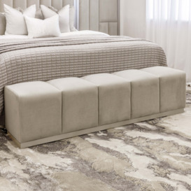 Venus Grey & Off White Premium Upholstered Bench, Super King