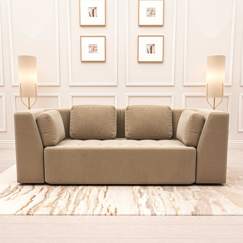 Cuddle Luxury Latte Velvet 3 Seater Sofa by Rowen Homes