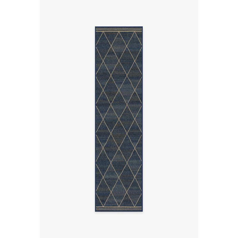 Harlequin Trellis Natural Navy ReJute Rug 75x305 Machine Washable