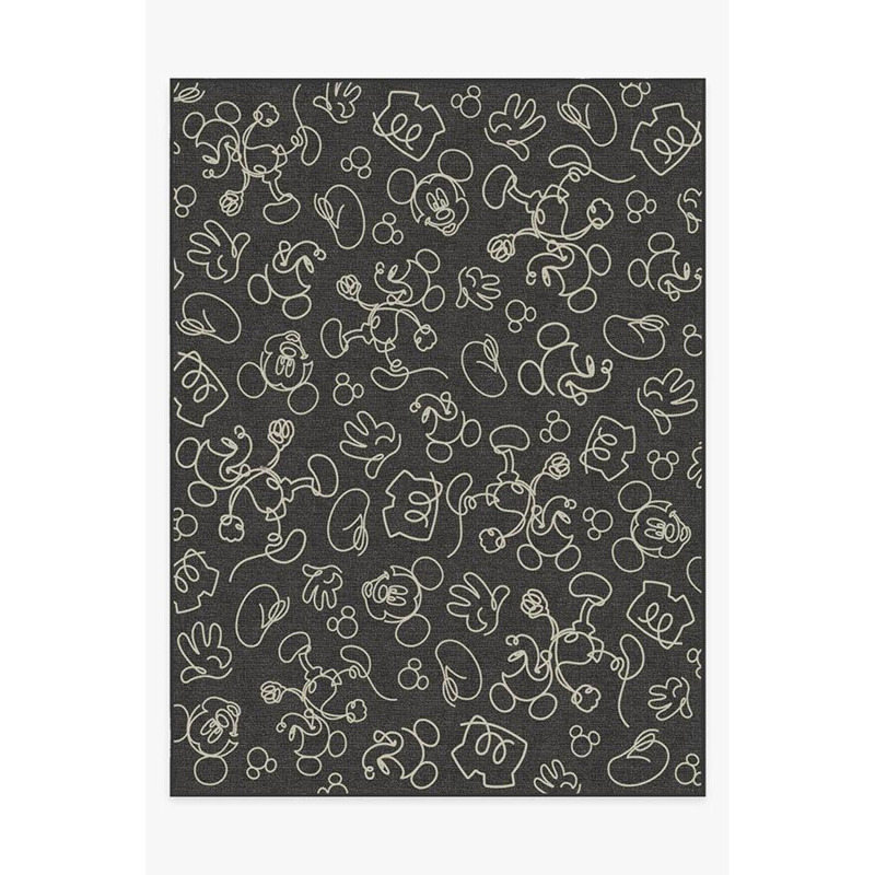 Mickey Doodles Onyx Rug Black - 275x365 - Machine Washable Area Rug ...