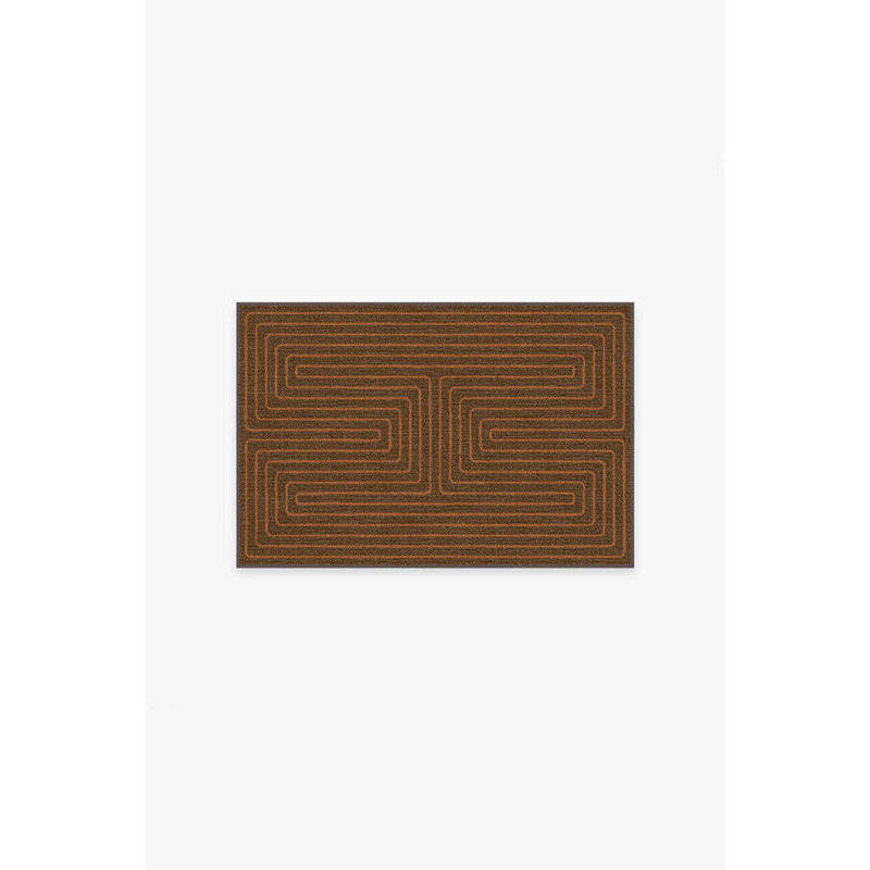 Jonathan Adler Labyrinth Brown & Orange Rug 60x90 Machine Washable
