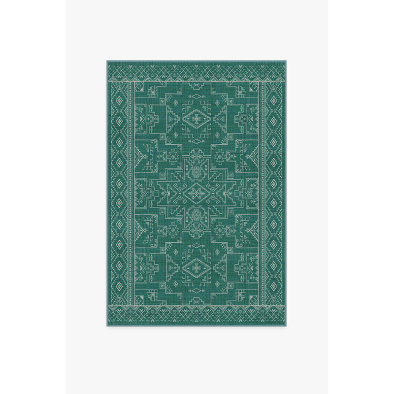 Leelu Bottle Green Rug 120x185 Machine Washable Area Rug Kid