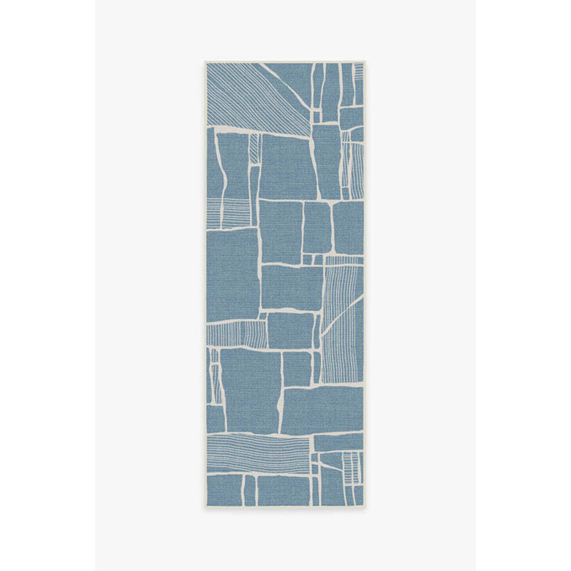 Outdoor Rune Slate Blue Rug 75x215 Machine Washable Area Rug Kid