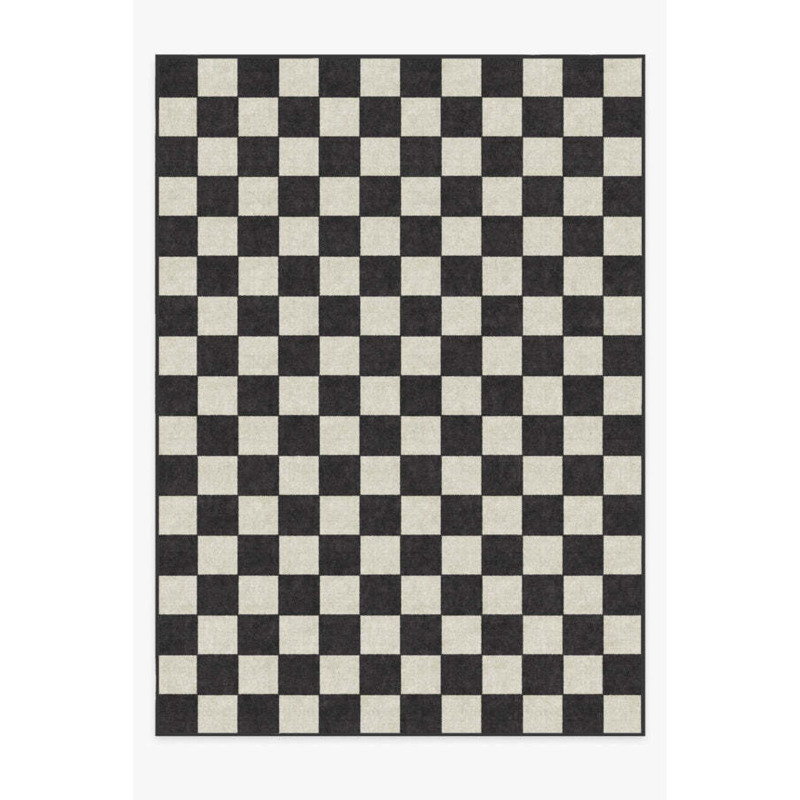 Jaque Checkered Black Rug 305x425 Machine Washable Area Rug Kid