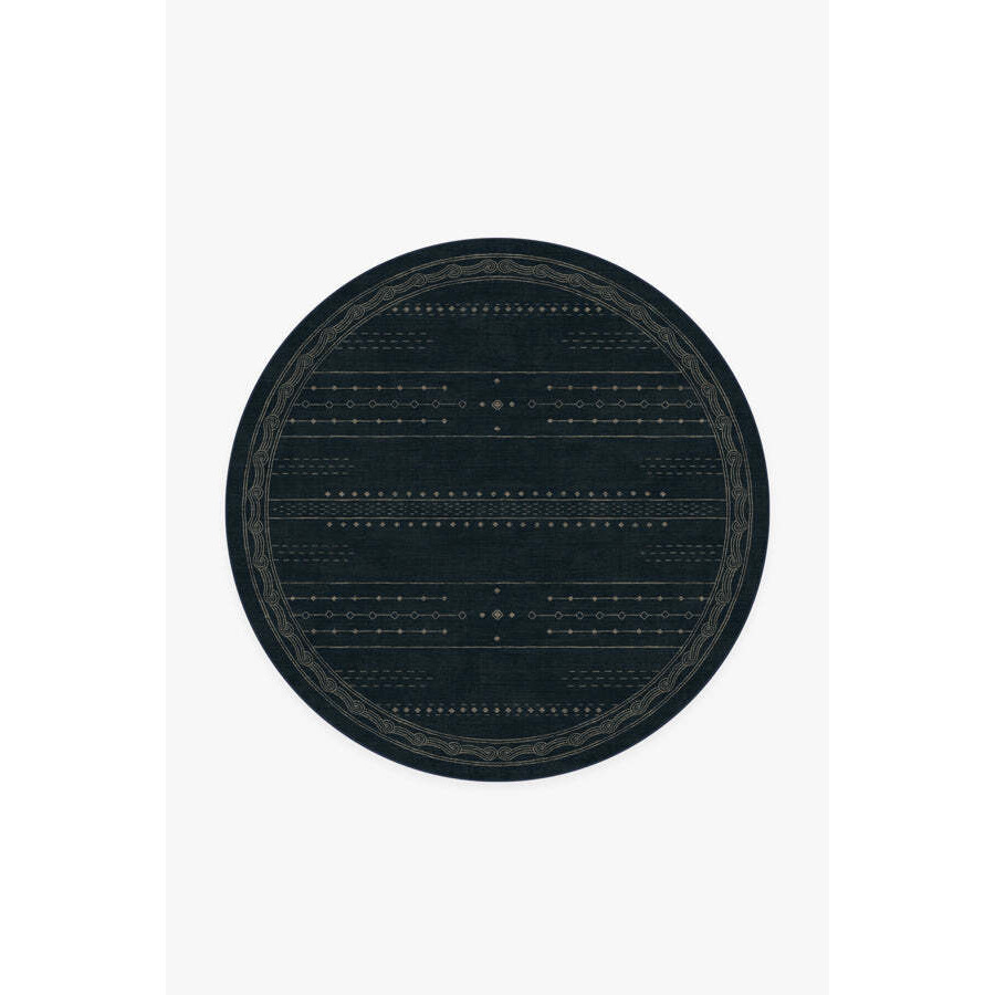 Calista Dark Indigo Tufted Rug 185 Round Machine Washable Area Rug