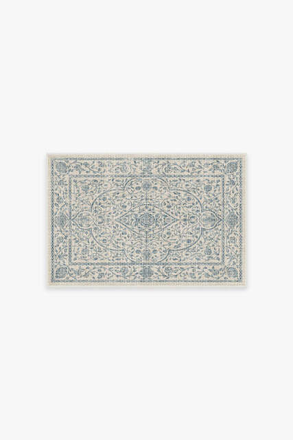 Vianna Blue & Ivory Flatwoven Rug - 60x90 - Machine Washable Area Rug ...