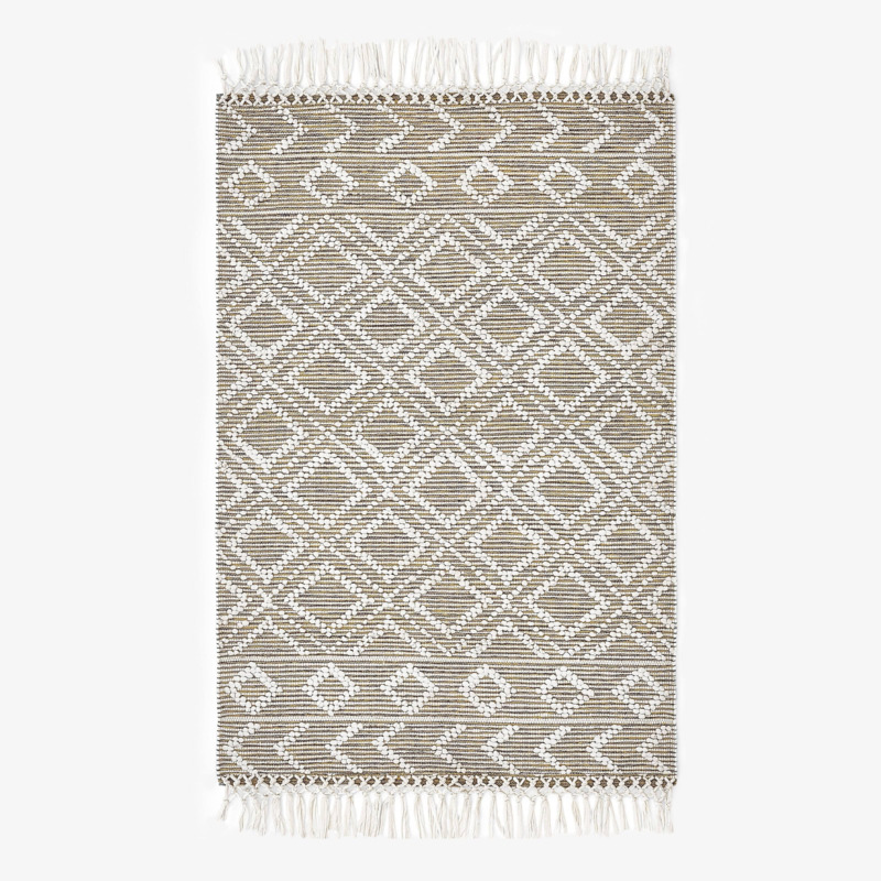 Sullivan Handwoven Geometric Rug, Mustard White, 80x150 cm by Sazy